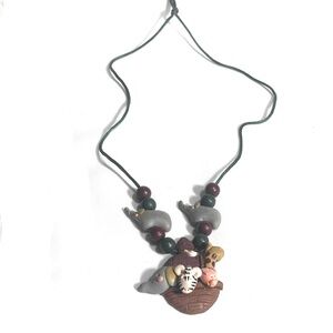 Whimsical Animal Folk Art Necklace Noahs Ark Suzi 1994 Sunday School Teachers